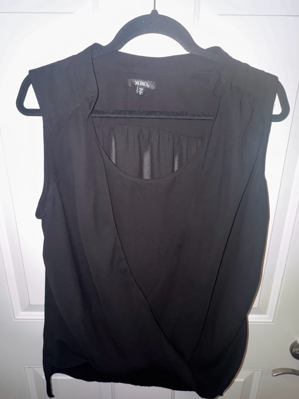 XOXO Black Sleeveless Wrap-Front Camisole